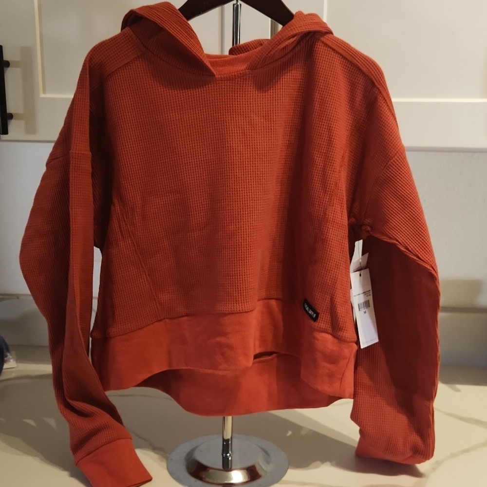 Kendall + Kylie Hoodie Waffle Knit Boxy Lounge top sz M - Picture 2 of 5